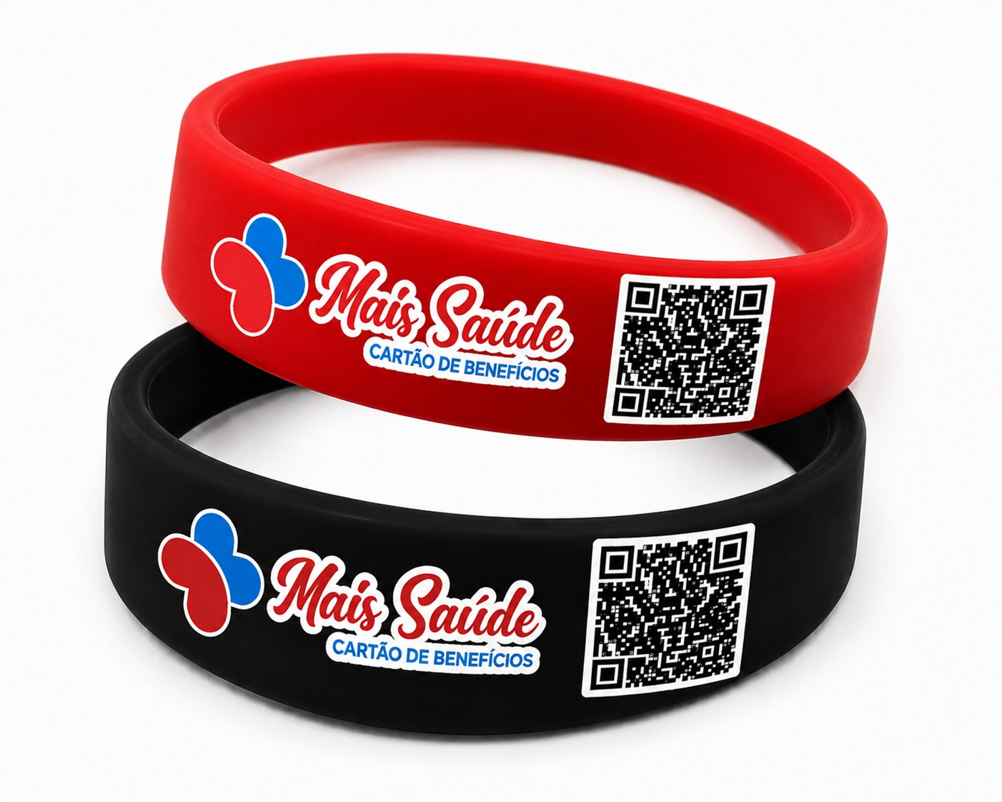 Pulseira vermelha Mais Saúde com QR Code